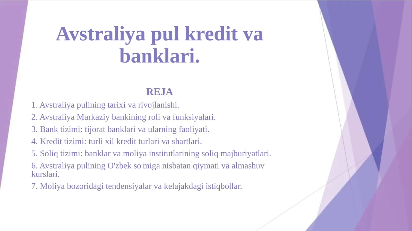 Avstraliya pul kredit va banklari.