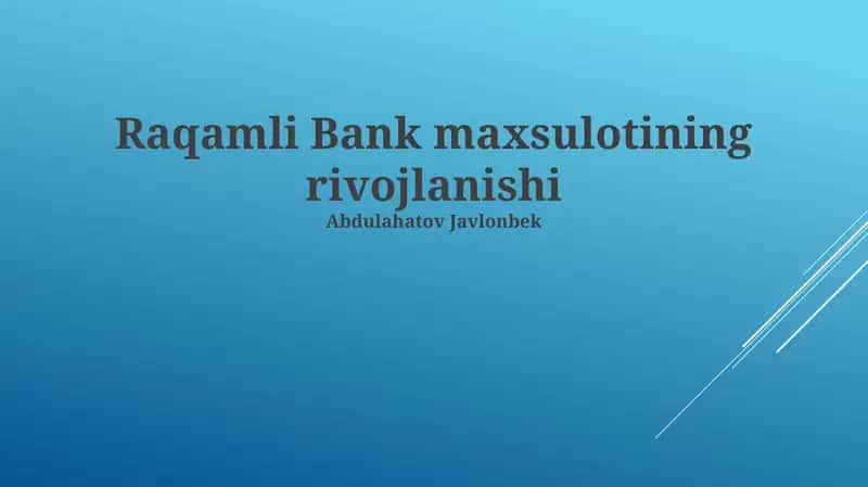 Raqamli Bank Mahsuloti
