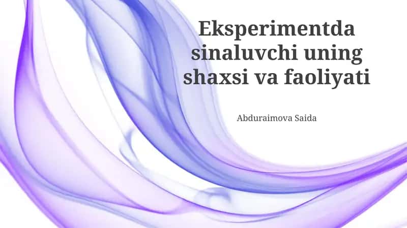 Tajriba Mavzusi Shaxsiyatining Ta'rifi