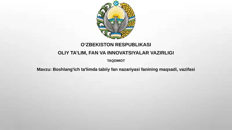 Boshlang'ich ta'limda Tabiiy Fan Nazariyasi