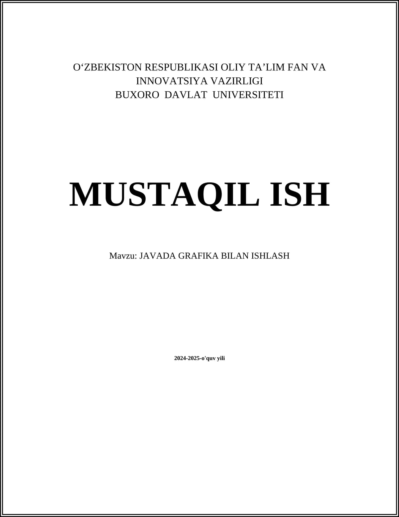 JAVADA GRAFIKA BILAN ISHLASH