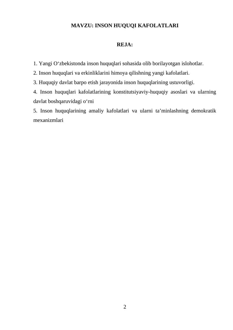 INSON HUQUQI KAFOLATLARI