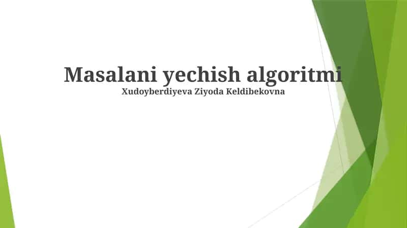 Masalani yechish algoritmi
