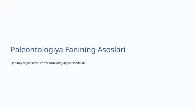 Paleontologiya Fanining Asoslari