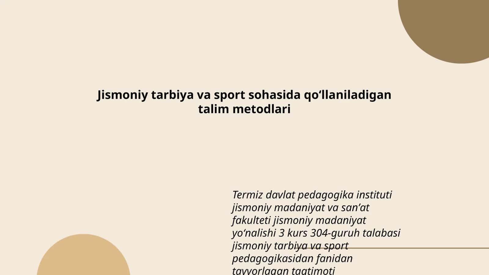 Jismoniy tarbiya va sport sohasida qoʻllaniladigan talim metodlari