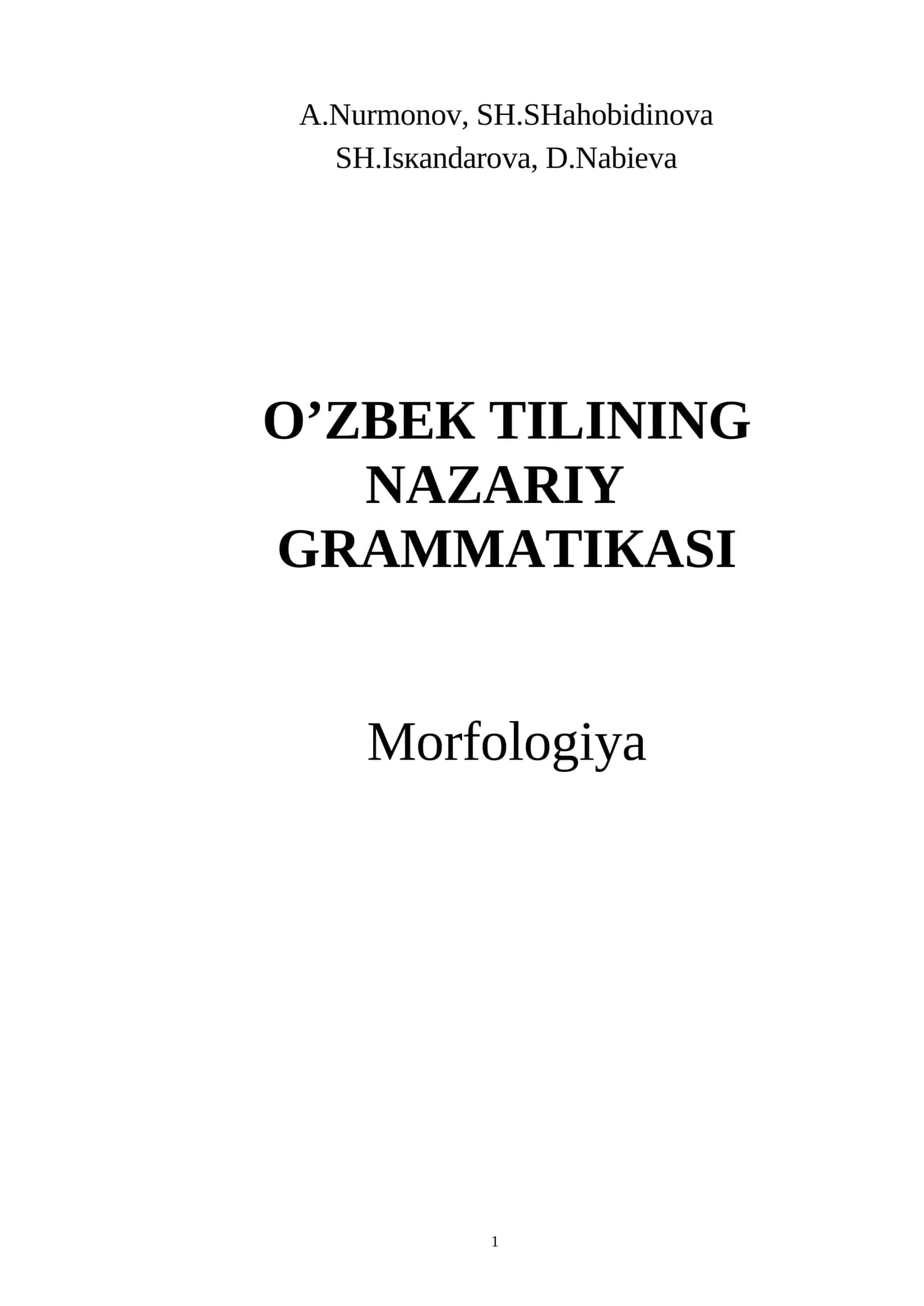 O’ZBЕK TILINING NAZARIY GRAMMATIКASI