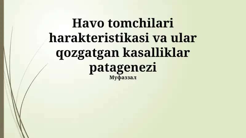 Yomg'ir tomchilari harakteristikasi