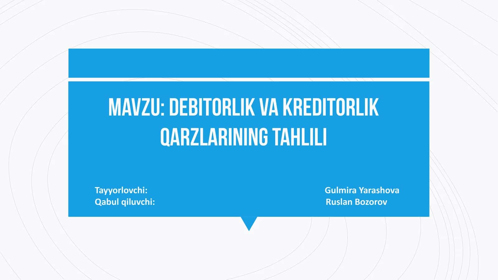 Debitorlik va kreditorlik qarzlarining tahlili