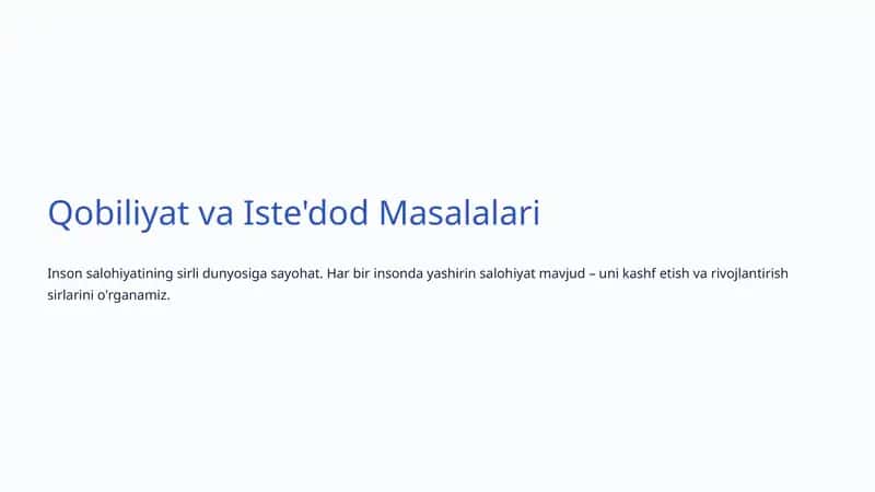 Qobiliyat va Iste'dod Masalalari