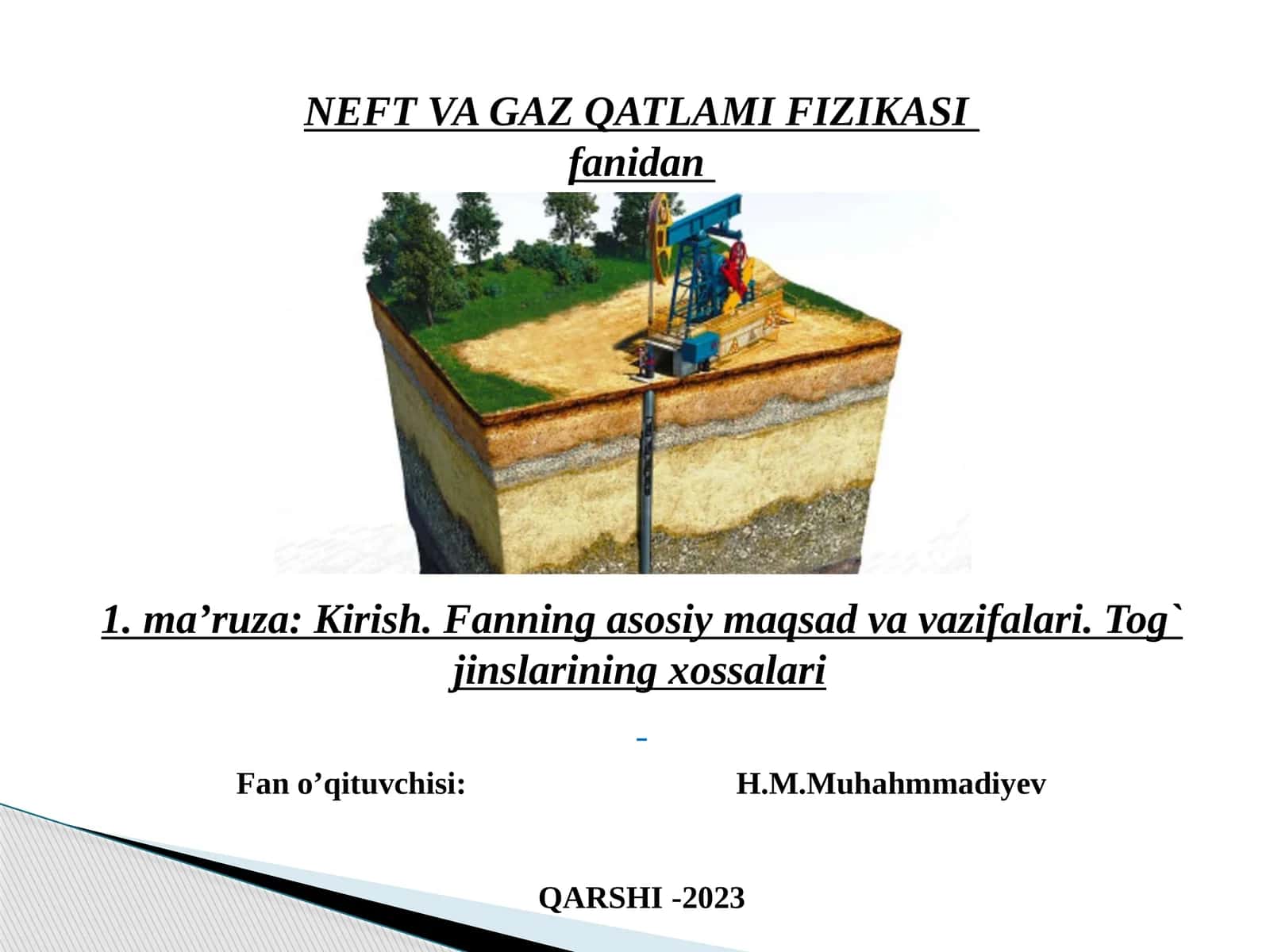 NEFT VA GAZ QATLAMI FIZIKASI