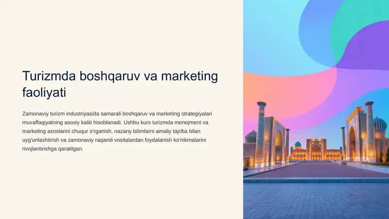 Turizmda boshqaruv va marketing faoliyati