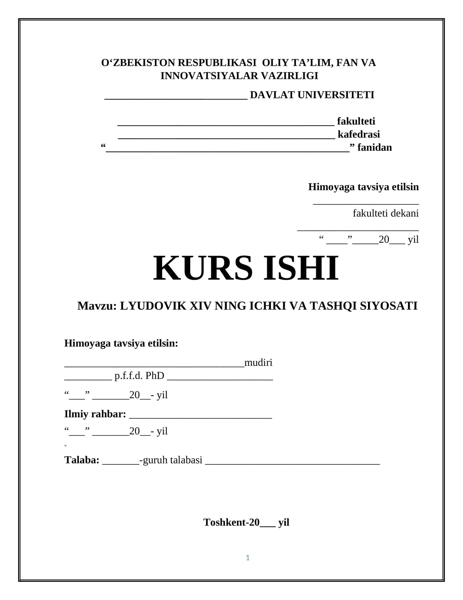 LYUDOVIK XIV NING ICHKI VA TASHQI SIYOSATI