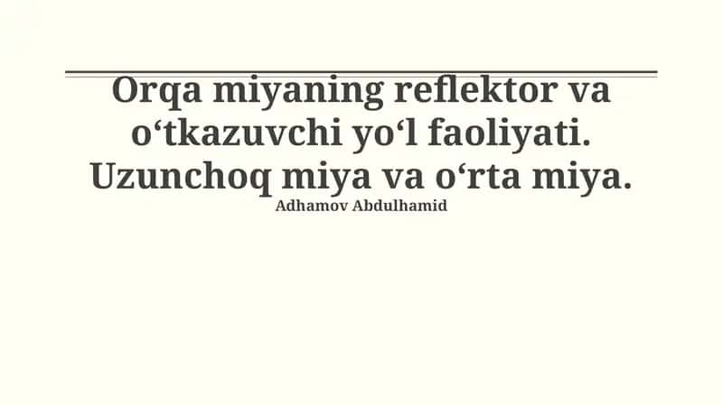 Medulla Oblongata: O'tkazuvchan Yo'llar