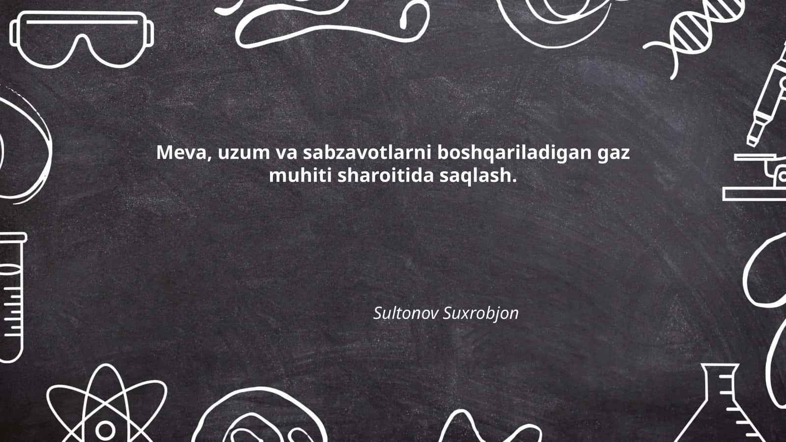 Meva, uzum va sabzavotlarni boshqariladigan gaz muhiti sharoitida saqlash