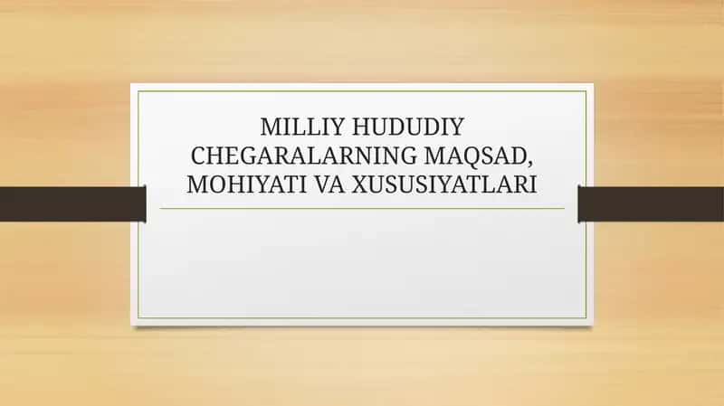 Milliy Hududiy Chegaralarning Maqsad, Mohiyati va Xususiyatlari