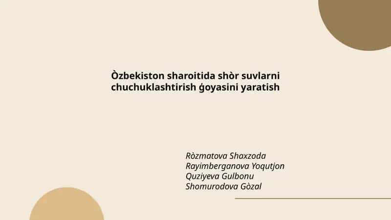 Sho'r suv resurslari va ularning O'zbekiston bo'ylab taqsimlanishi