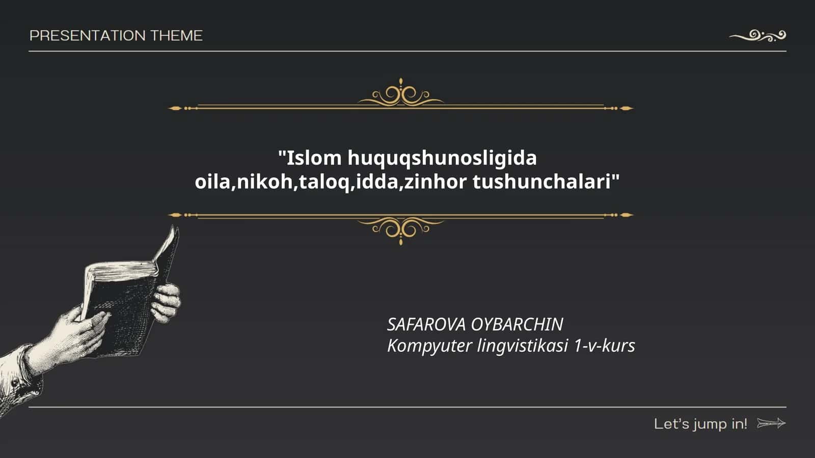 Islom huquqshunosligida oila,nikoh,taloq,idda,zinhor tushunchalari