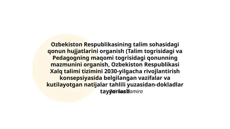 Ozbekiston Respublikasi talim sohasidagi qonun hujjatlari