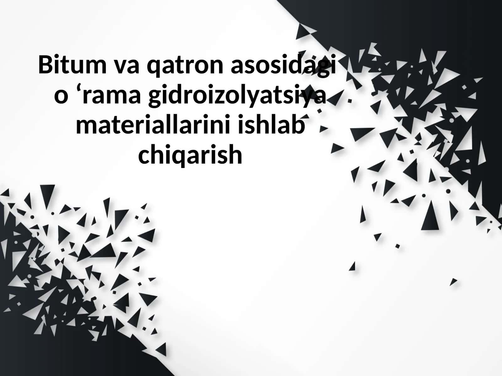 Bitum vaqatronasosidagi ‘ramagidroizolyatsiya materiallarini ishlab chiqarish