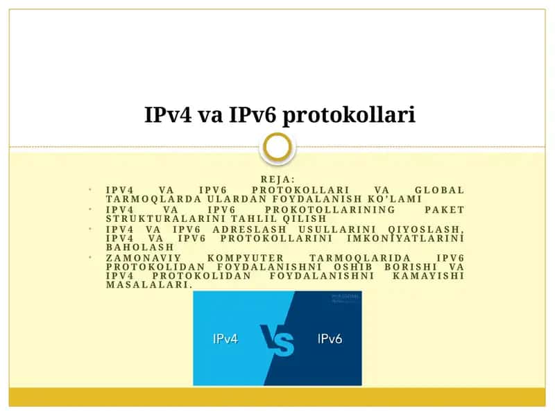 IPv4 va IPv6 protokollari