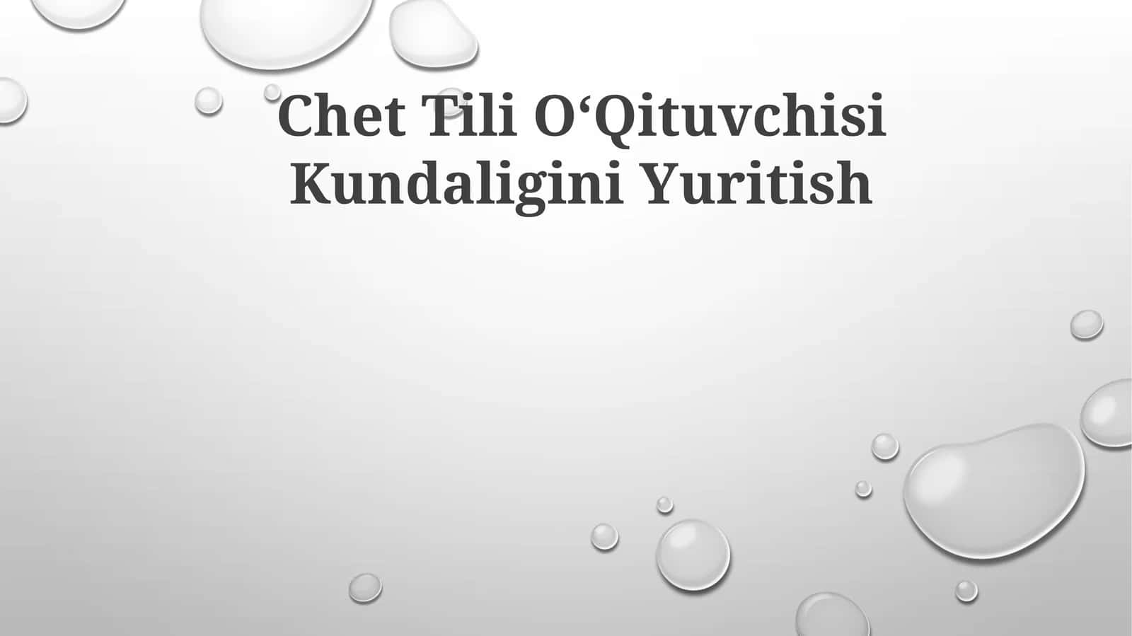 Chet Tili OʻQituvchisi Kundaligini Yuritish