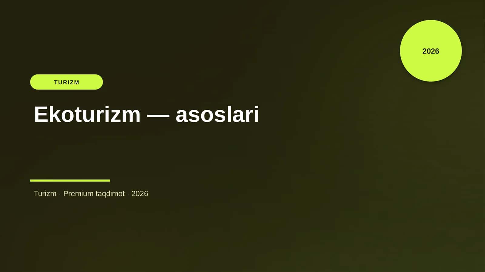 Ekoturizm — asoslari