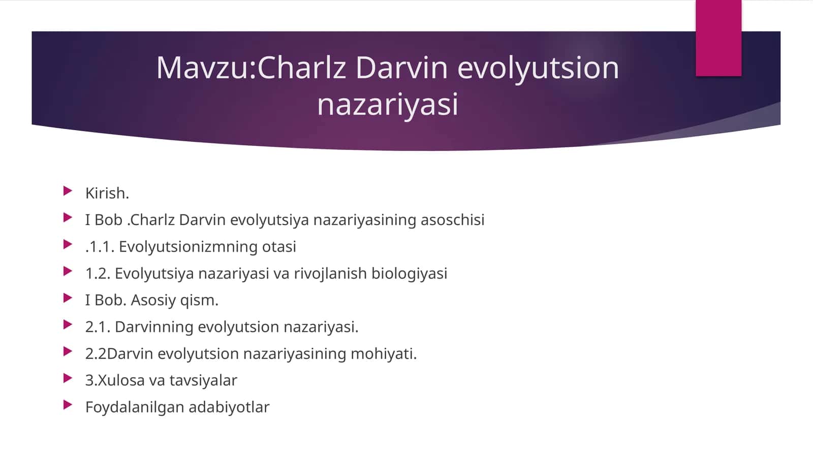Charlz Darvin evolyutsion nazariyasi
