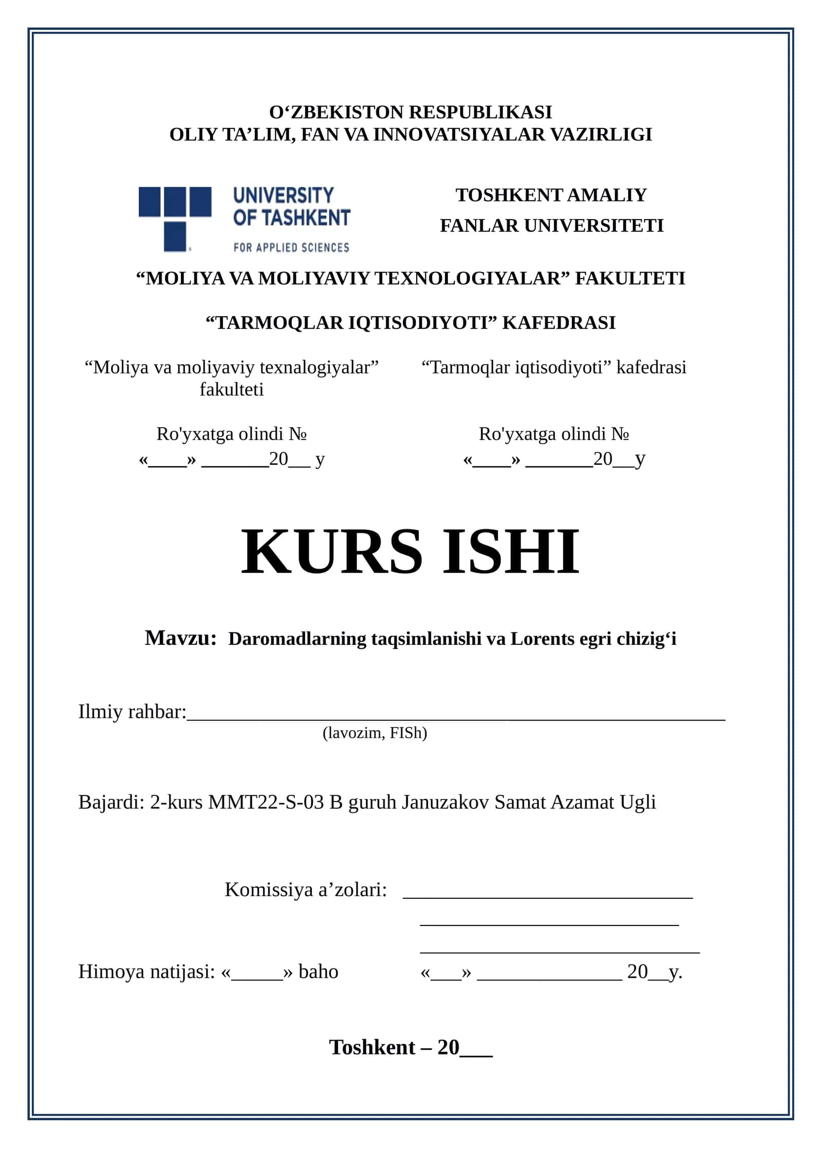 Daromadlarning taqsimlanishi va Lorents egri chizigʻi