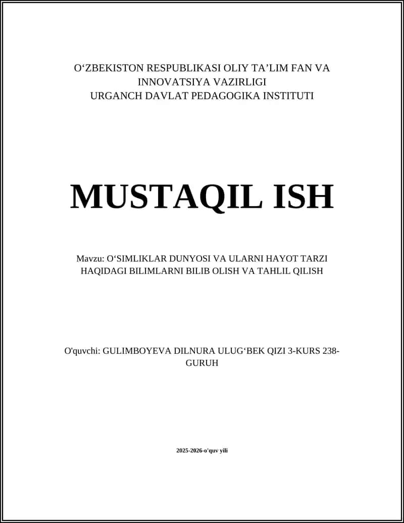 Oʻsimliklar taksonomiyasi va tizimlashtirish