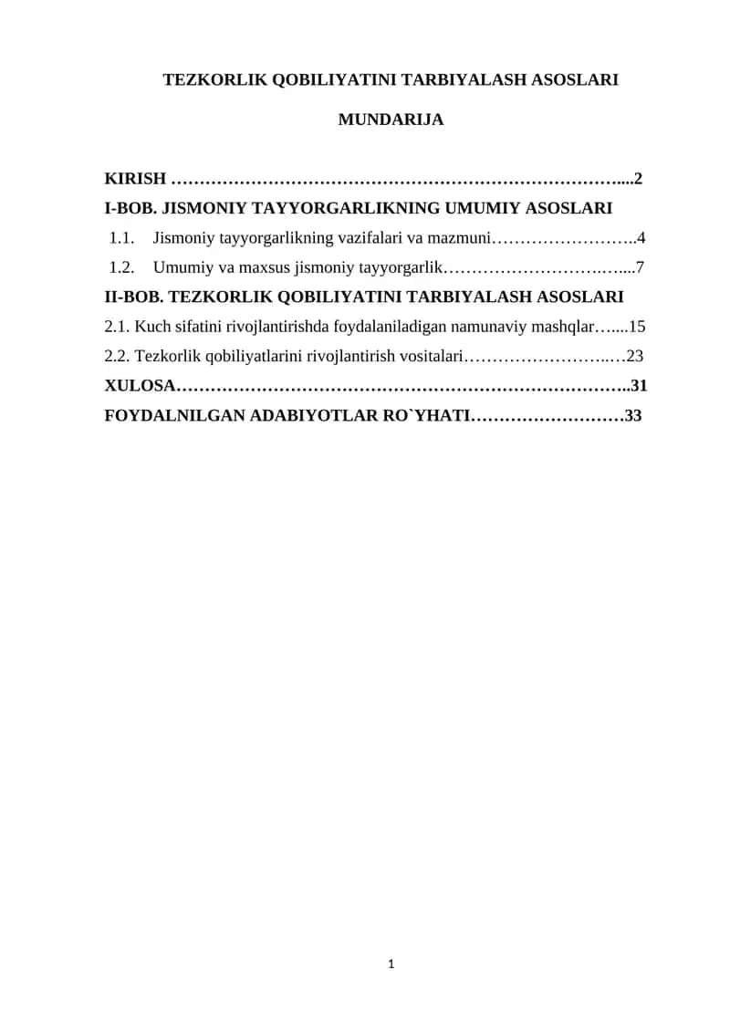 TEZKORLIK QOBILIYATINI TARBIYALASH ASOSLARI