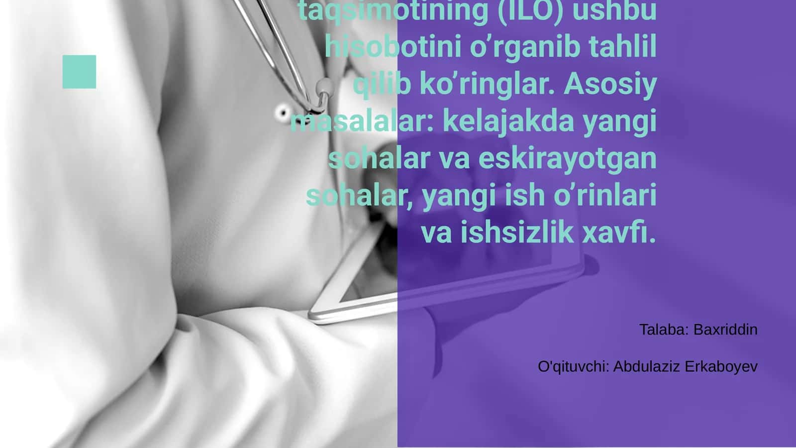 Singapur Xalqaro mehnat taqsimotining (ILO) ushbu hisobotini o’rganib tahlil qilib ko’ringlar