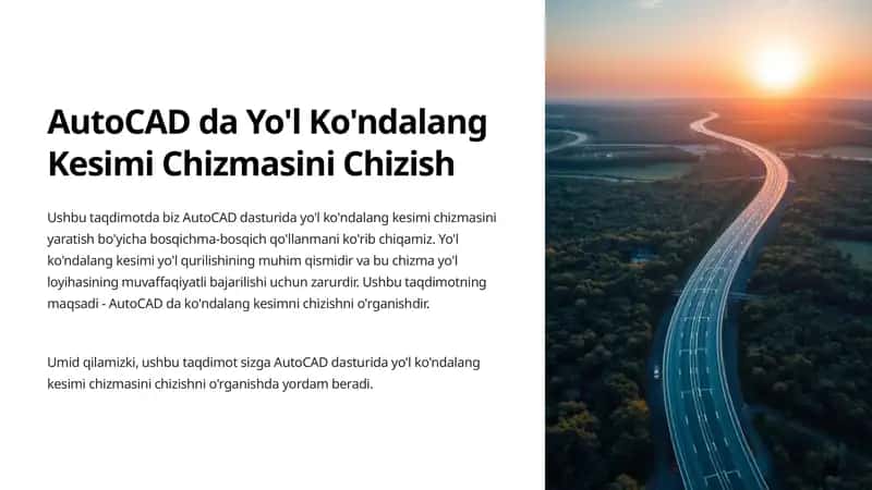AutoCAD da Yo'l Ko'ndalang Kesimi Chizmasini Chizish