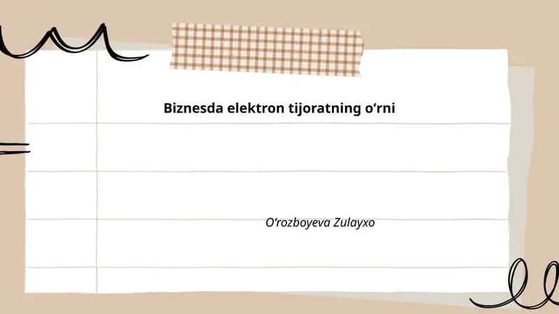 Biznesda elektron tijoratning oʻrni