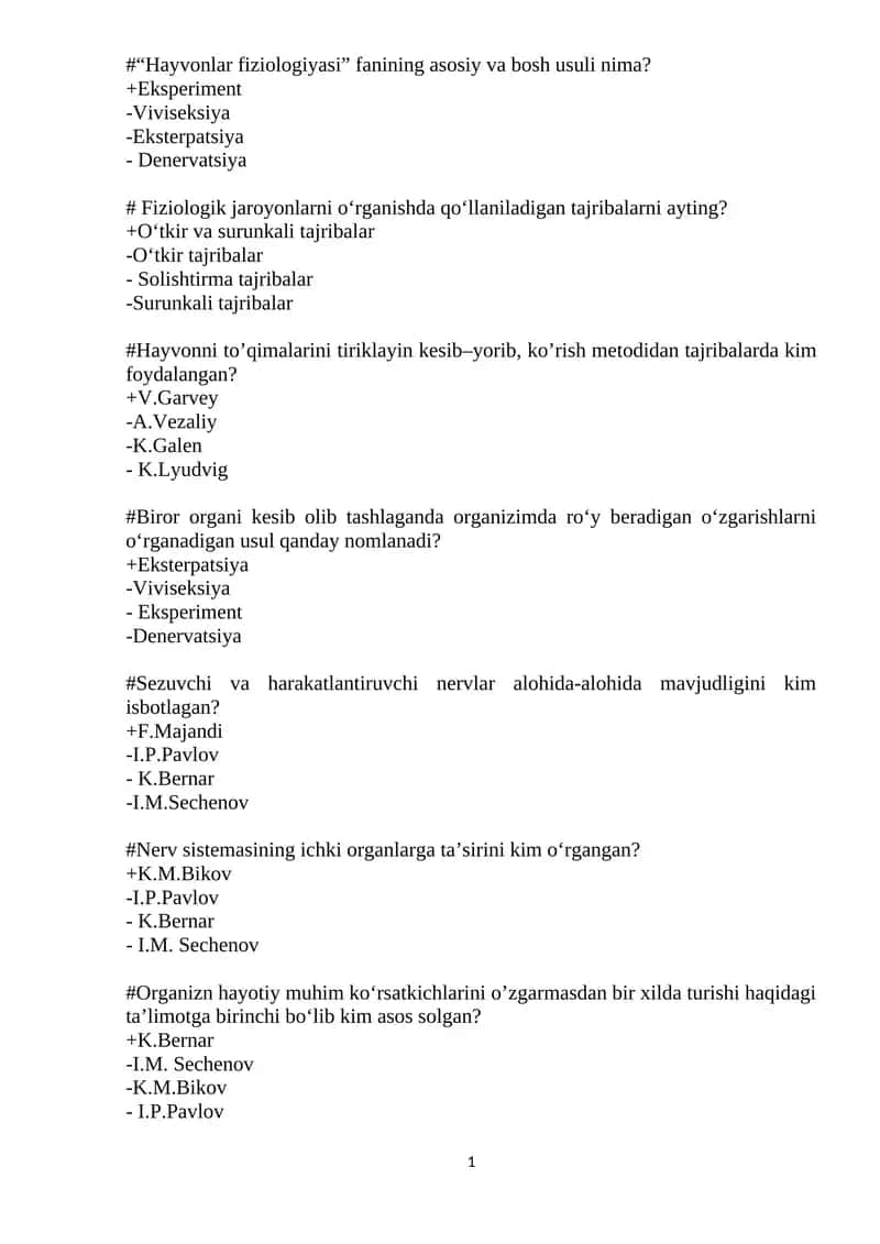 Hayvonlar Fiziologiyasi