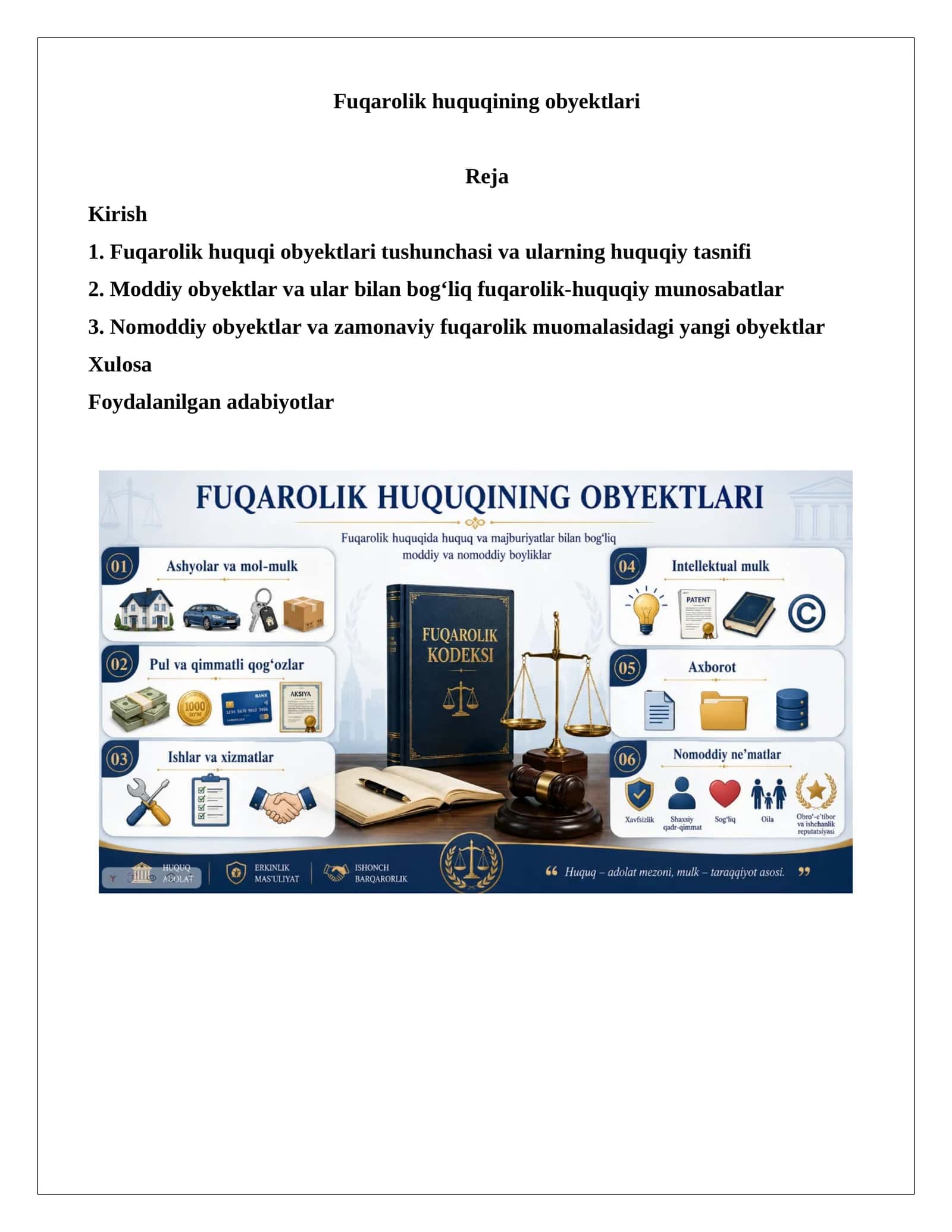 Fuqarolik huquqining obyektlari