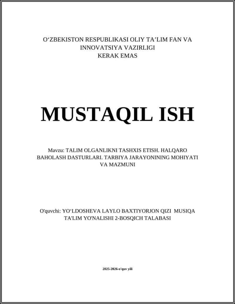 Ta'lim olganlikni tashxis etish