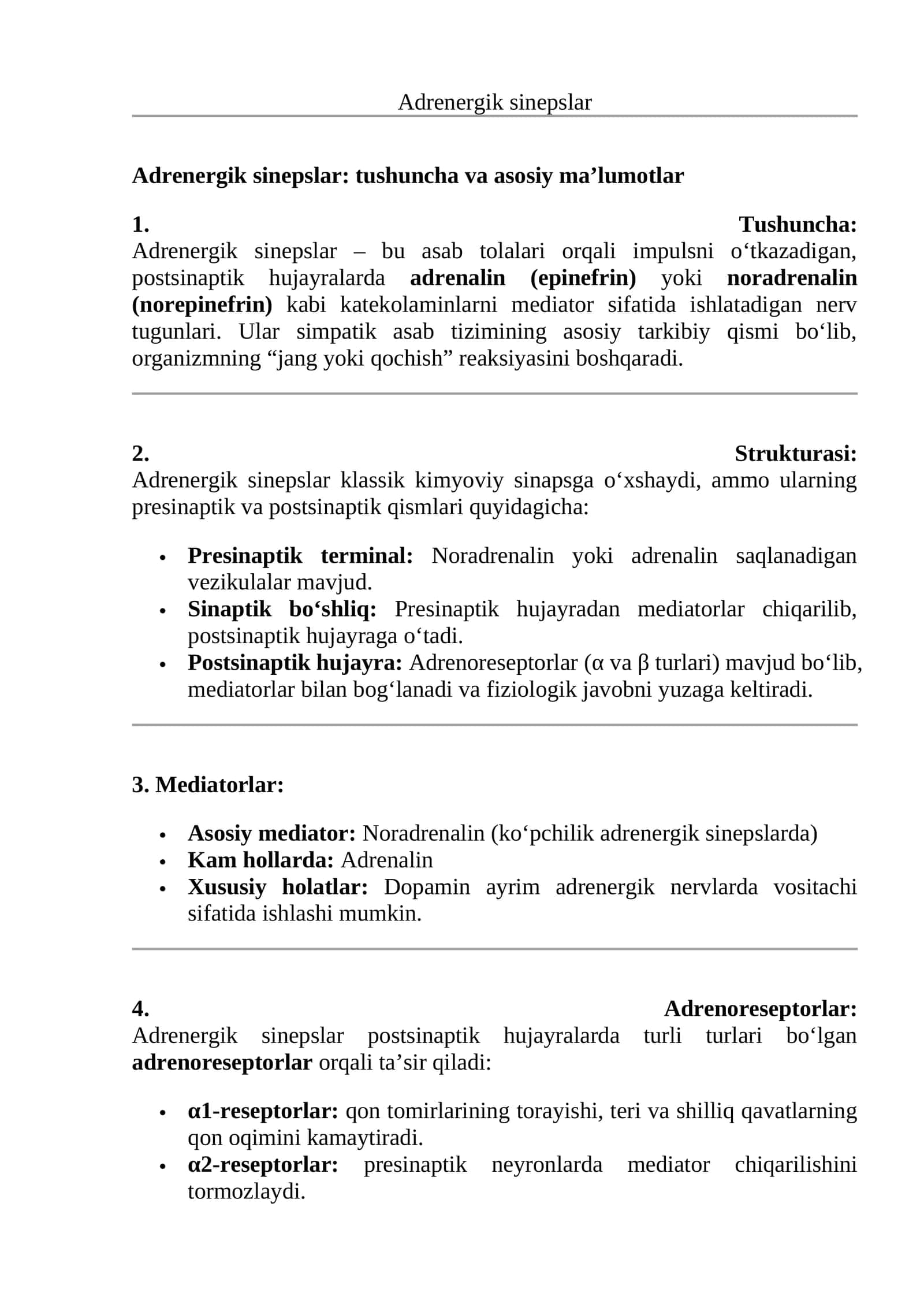 Adrenergik sinepslar
