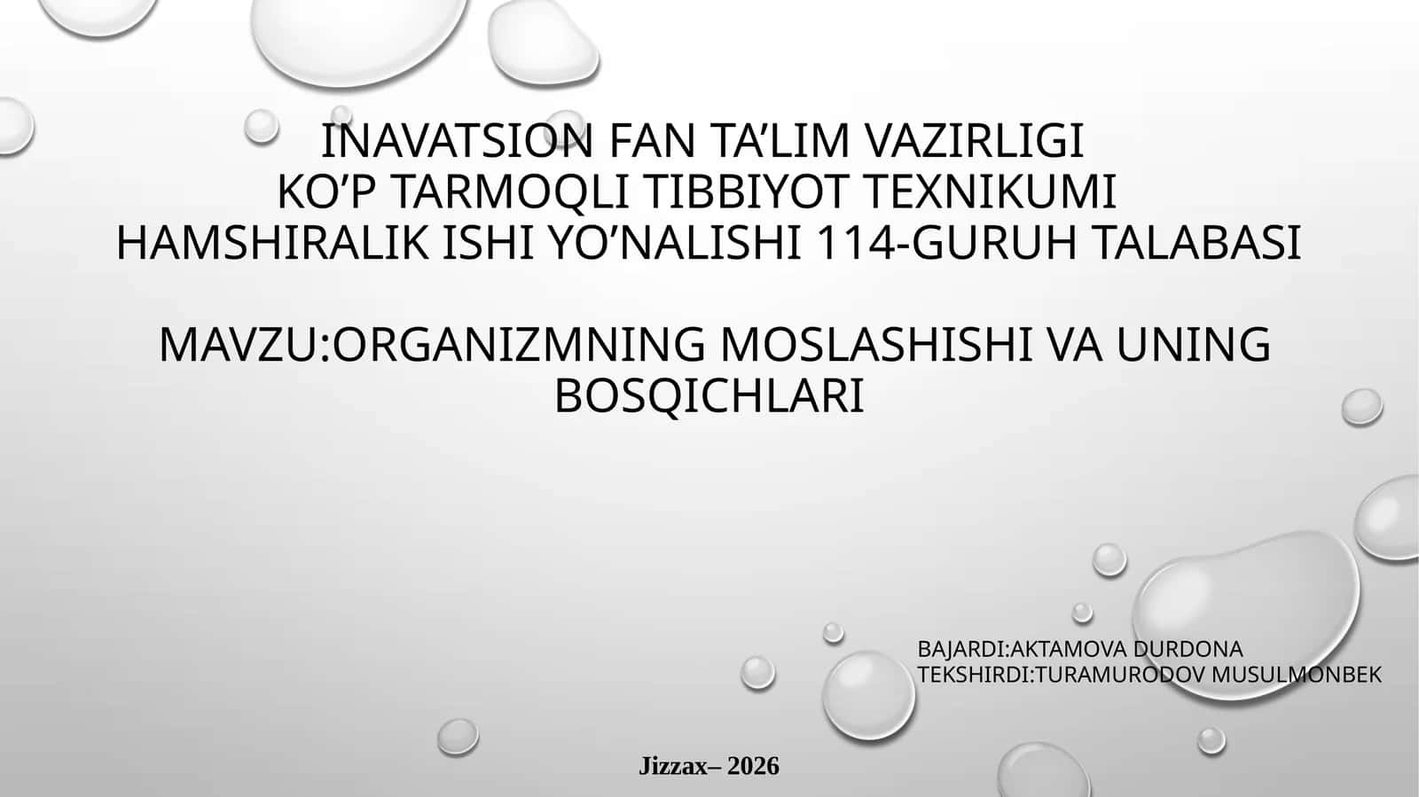 Moslashishning Bosqichlari va Turlari