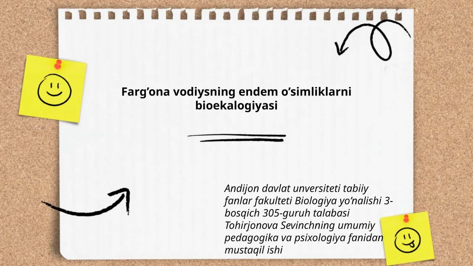 Farg’ona vodiysning endem o’simliklarni bioekalogiyasi