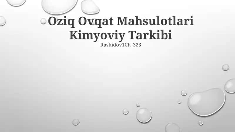 Oziq Ovqat Mahsulotlari Kimyoviy Tarkibi