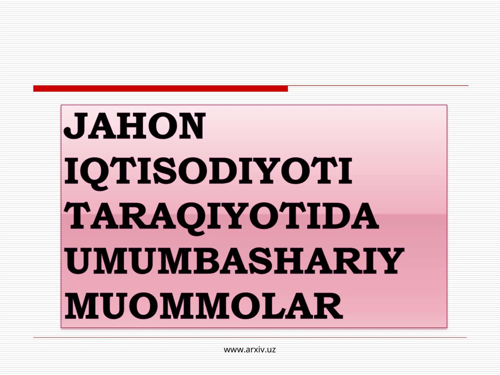 Urbanizasiya jarayonlari va ekologik muhit