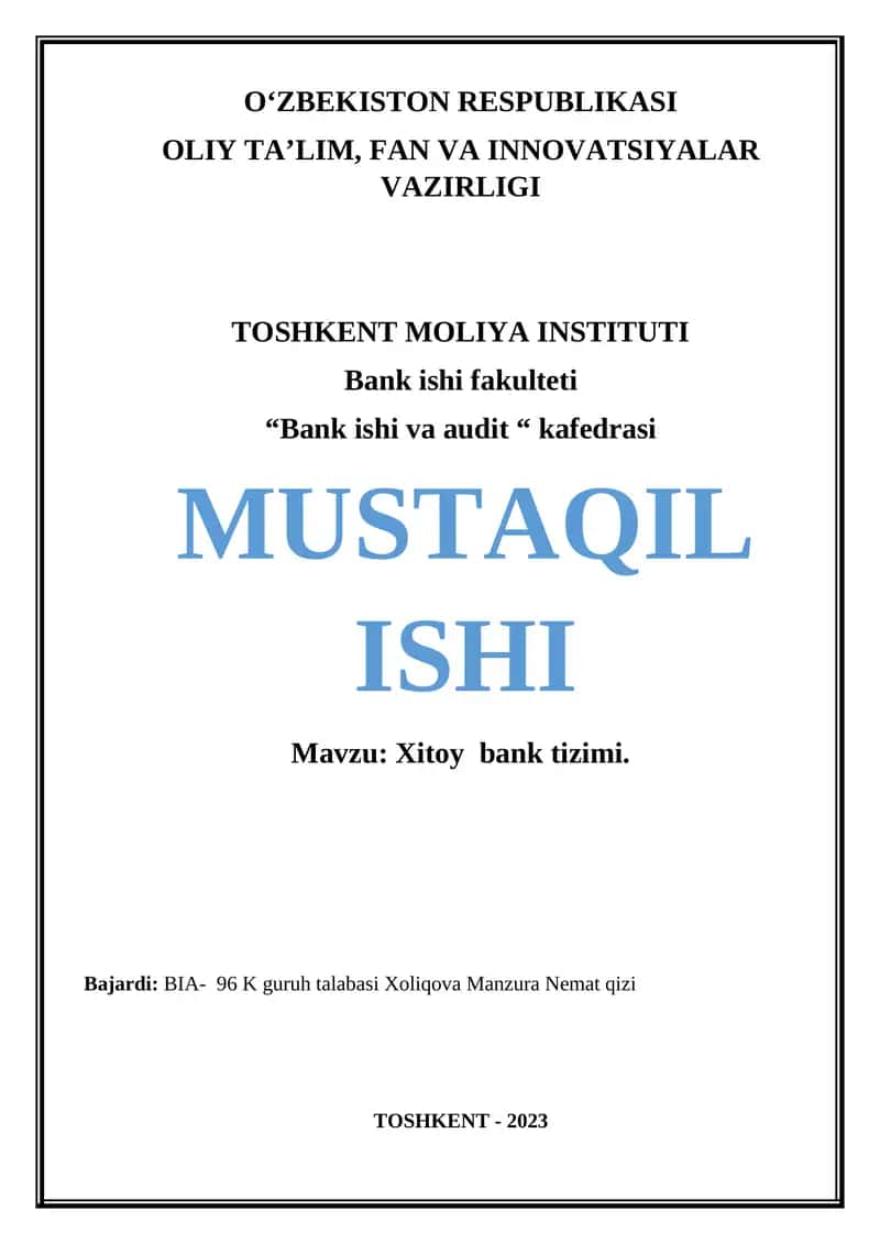 Xitoy bank tizimi