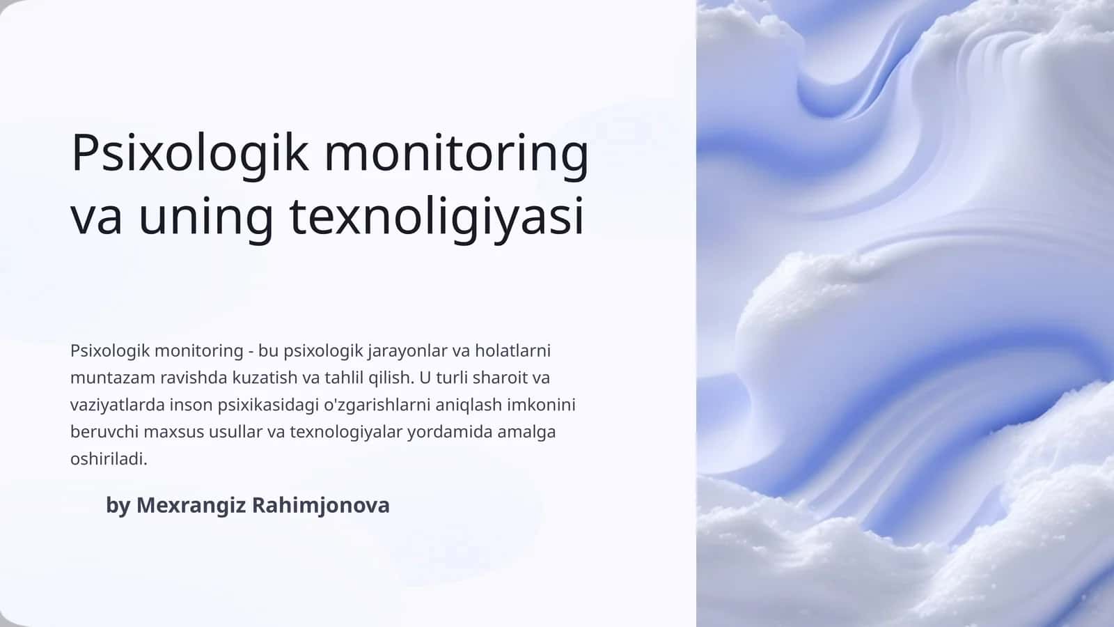 Psixologik monitoring va uning texnologiyasi