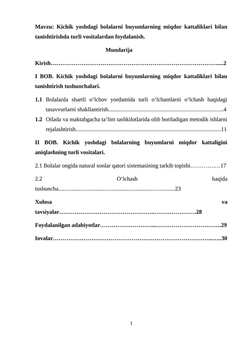 Kichik yoshdagi bolalarni buyumlarning miqdor kattaliklari bilan tanishtirishda turli vositalardan foydalanish