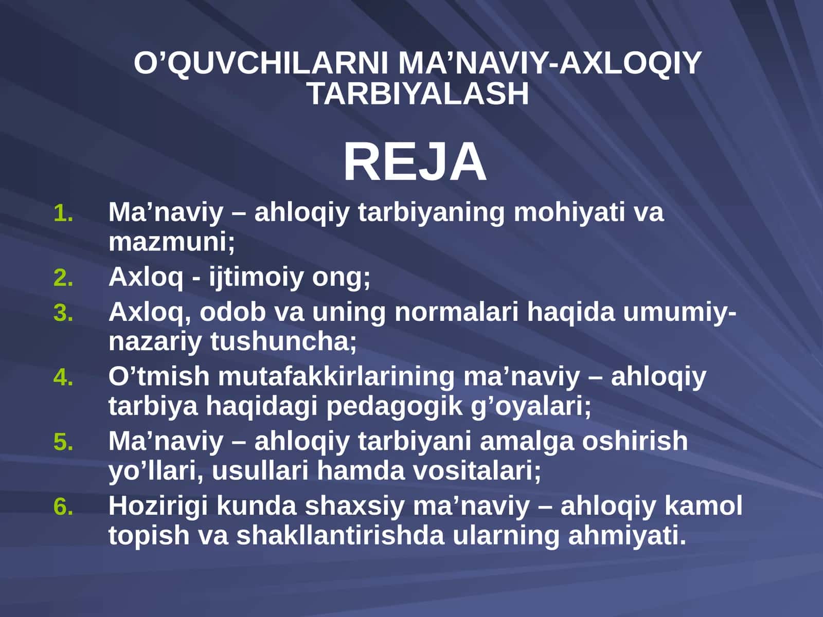 Ma’naviy – ahloqiy tarbiya