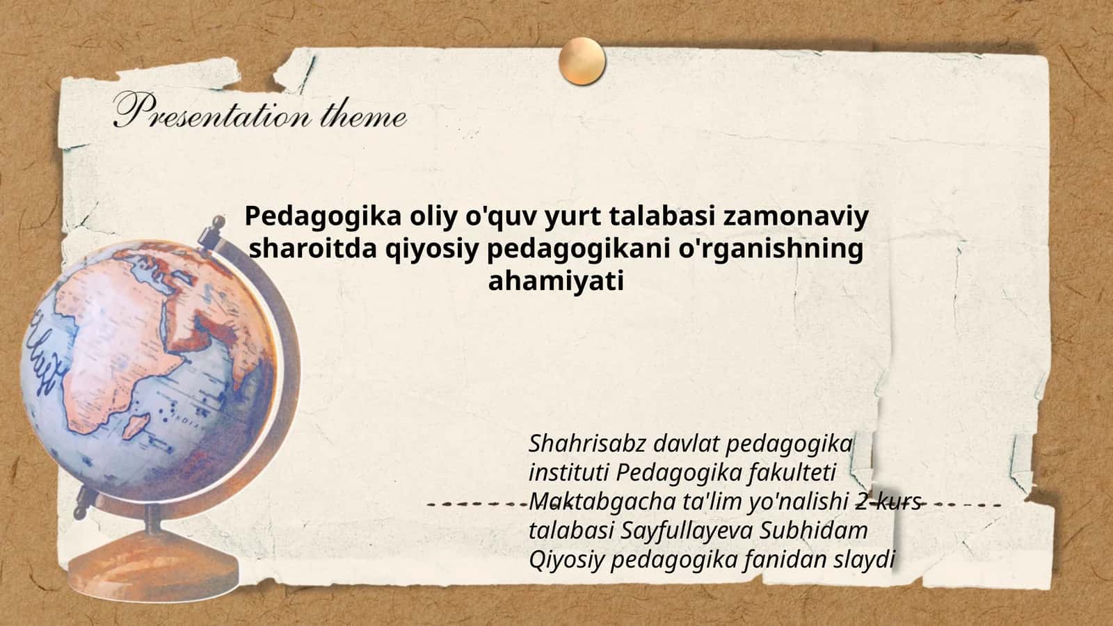 Qiyosiy pedagogika fanidan slayd