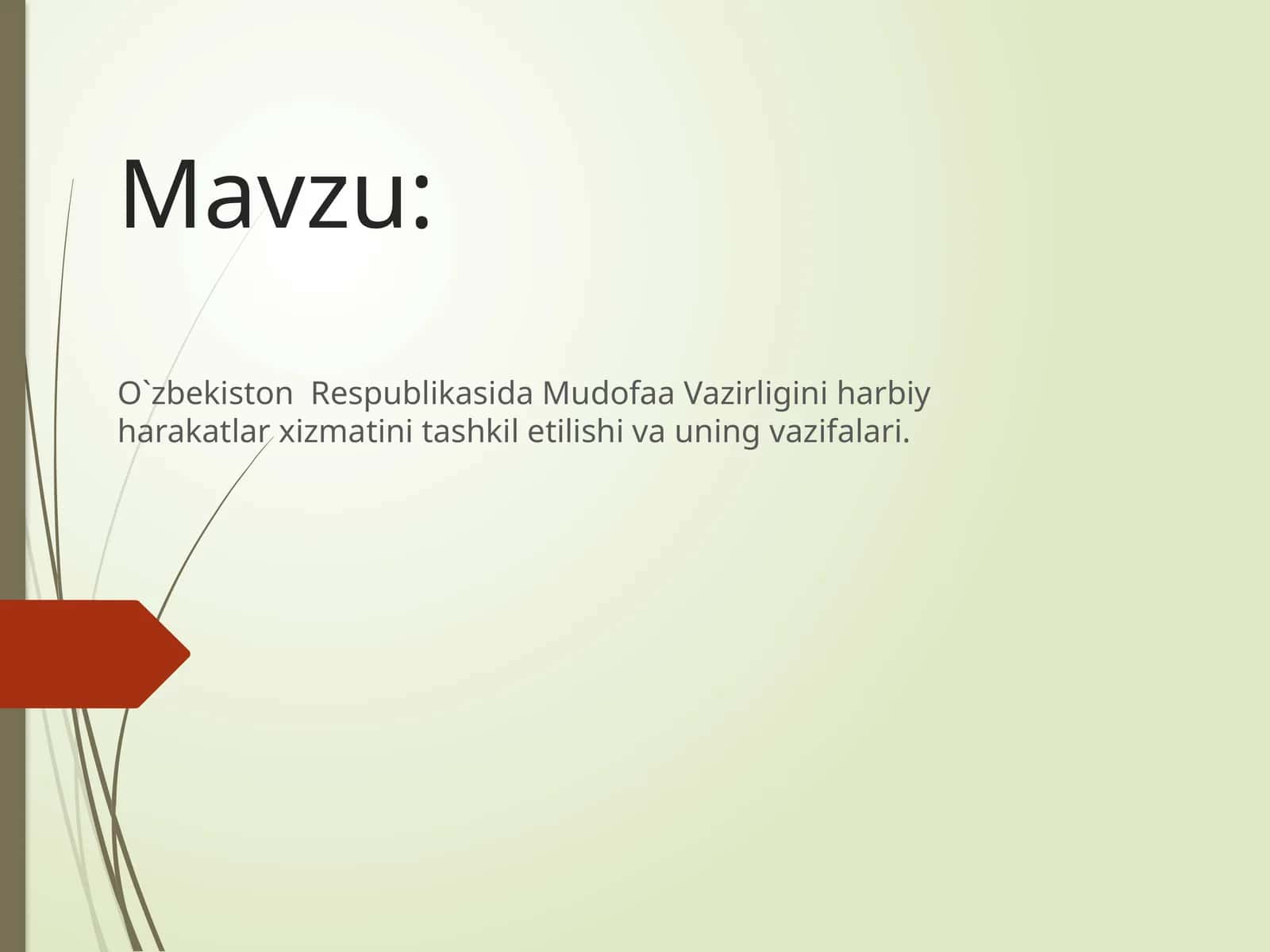 Harbiy Harakatlar Organlarining Tashkil Topishi