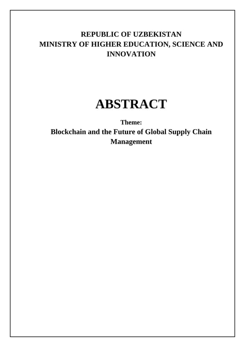 Blockchain and the Future of Global Supply Chain Management