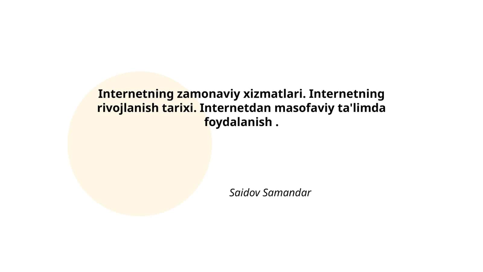 Internetning zamonaviy xizmatlari