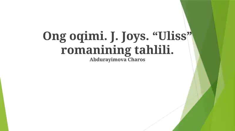 "Uliss" romanining tahlili